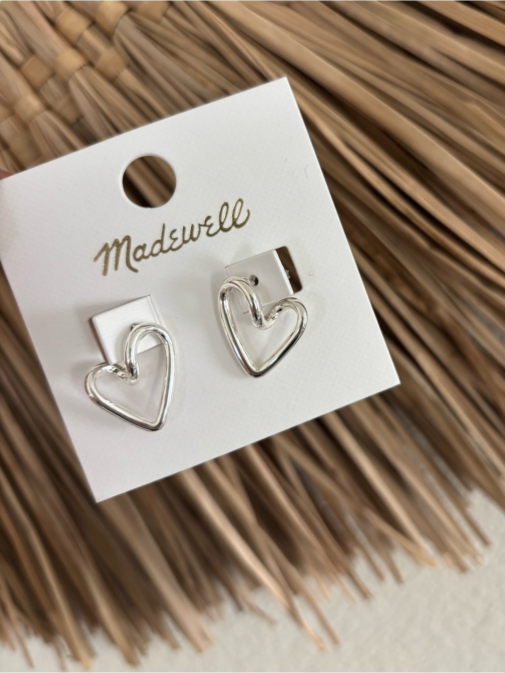 NWT Madewell Looped Heart Hoop Earrings Brass Nickel-Safe